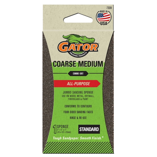 Gator Finishing All-Purpose Jumbo Sanding Sponge, Coarse/Medium Combo Grit 7308 - main